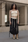 BASERANGE pattern suspender skirt SKPS-CO-SP24 black